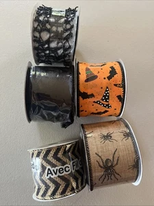 Celebrate it Halloween 2 1/2" x 20 ft Bat Witch Spider Fur Wired Ribbon New X 5 - Picture 1 of 7