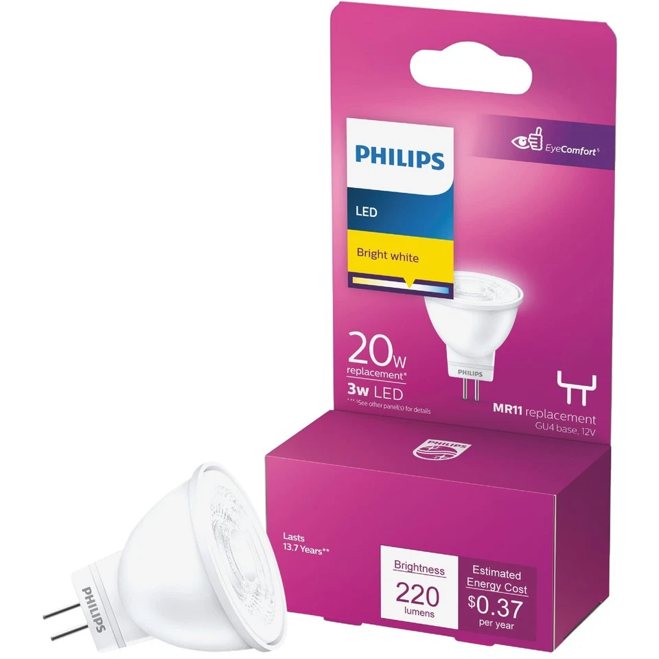 Philips 20W Equivalent Bright White MR11 Bi-Pin LED Floodlight Light Bulb 567206 - Image 1 of 3