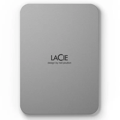 LaCie Mobile Drive, 1TB, External Hard Drive Portable - Moon Silver, USB-C 3.2,  - Image 1 of 4