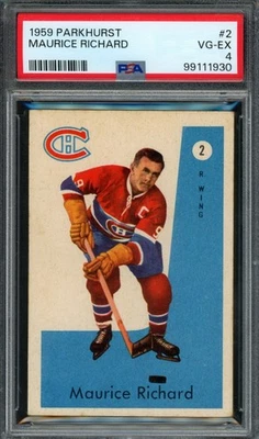 1959 PARKHURST HOCKEY #2 - MAURICE RICHARD - CANADIENS- PSA 4 VG-EX *SLOTH55* - Image 1 of 2