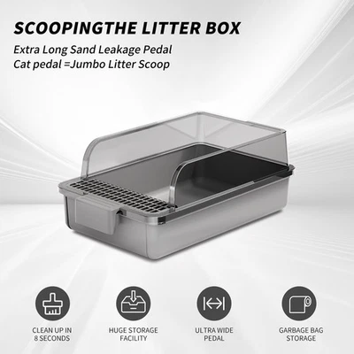 Caja de arena para gatos automática autolimpieza anti salpicaduras semicerrada para gatos inodoro Foto 1 de 2