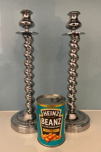 Coppia di GRANDI BASTONCINI CANDELA ART DECO ORZO TWIST ottone anni 50 40 - Foto 1 di 4