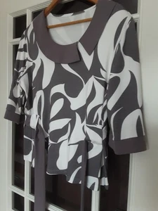 Boutique Blusenshirt 44 46 L EDEL Viskose/polyester/lycra/polyamid Taupe/weiss - Bild 1 von 7