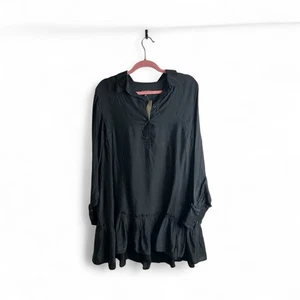 J Crew Damen Größe Large Tunika Bluse Langarm Schwarz Goth Fairy Goth Neu 6281 - Bild 1 von 10