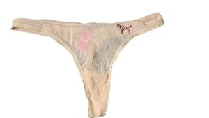 Victoria's Secret Pink Damen-Tanga Medium Large Netz Strass Hund Y2K - Bild 1 von 3