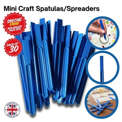 Pack 30 Blue 110mm x 8mm Flexible End Plastic Glue Spreaders/Spatula Art Crafts - Image 1 of 3