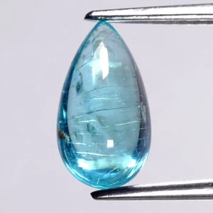💎 1.68ct 10.2x5.5mm Pear Cabochon Natural Blue Apatite - Unheated, Brazil Gem - Picture 1 of 4