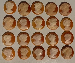 Schönes Vintage Set mit 20 lose geschnitzten Kamee Muschel Frauen für Broschen, Ringe usw. - Bild 1 von 5