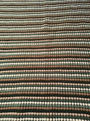 Cobertor afegão de crochê vintage lance tom terra 47x58 macio aconchegante retrô listrado cabine - Imagem 1 de 4