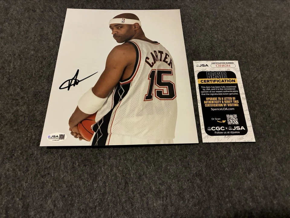 Foto firmada por Vince Carter de 8x10 certificado de autenticidad autógrafo de los New Jersey Nets  Foto 1 de 1