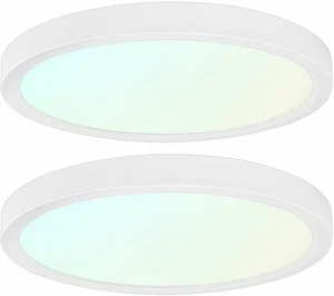 Luxrite 7 Inch LED Flush Mount Light 15W 3 Color Options Dimmable 2-Pack - Picture 1 of 7