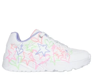 Skechers Uno Lite Bianche con Fantasia Scarpe Bambina Memory Foam Sportive Nuova - Picture 1 of 5