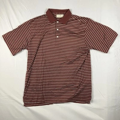 Harry Vardon Shirt Mens L Maroon White Short Sleeve Golf Polo Striped Mercerized - Image 1 of 4