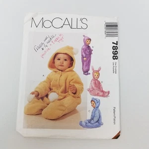 7898 McCalls Baby SEWING Pattern Fleece Hooded Bunting Snowsuit Mittens S M L XL - Picture 1 of 4