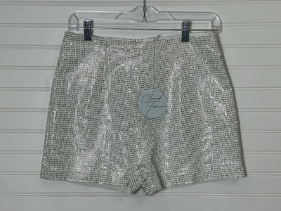 Pantalones Cortos Cloud Ten Nuevos con Etiquetas Blanco Plata Tachonado Ajustados Tiro Alto Talla L, Swifty Foto 1 de 4