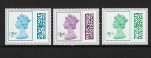 GB 2022 M22L £2 £3 £5 Barcoded Machin High Value Set 3V MNH - Picture 1 of 1