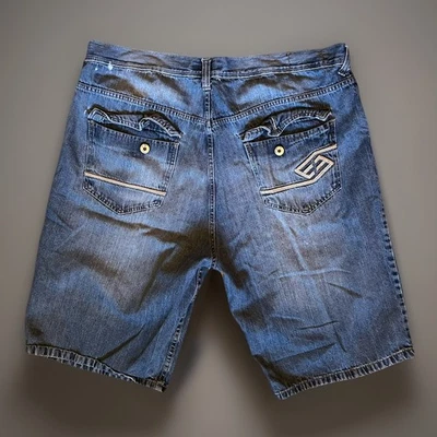 Pantalones Cortos De Colección ENYCE Hombres 46 Azul Denim Jeans Patín Hip Hop Sueltos Años 90 Y2K Foto 1 de 4