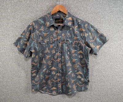 Howler Bros Men's Western Cowboy Texas Graphic Print Snap Button Shirt M - Image 1 of 4