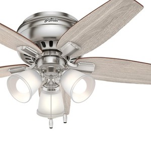 Hunter Fan 42 inch Low Profile Brushed Nickel Ceiling Fan w Light and Pull Chain