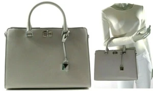 Michael Kors Sylvie große Ledertasche Umhängetasche Schultertasche perlgrau neu mit Etikett 328,0 $ - Bild 1 von 9