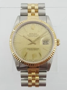Rolex DateJust 16233 36 mm SS & Yellow Gold Jubilee Dial 8.4" 1988 - Picture 1 of 10