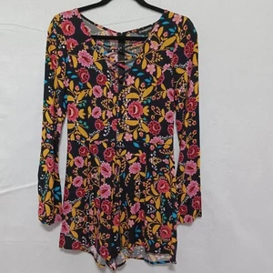 Pantalones Cortos Express Mameluco Mujer Mangas Largas Multicolor Floral Rayón Talla 6 - Imagen 1 de 13