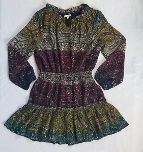 Ella Moss Mädchen Gr. 12 Allover Print Chiffon Kleid Langarm Gummibund NEU - Bild 1 von 9