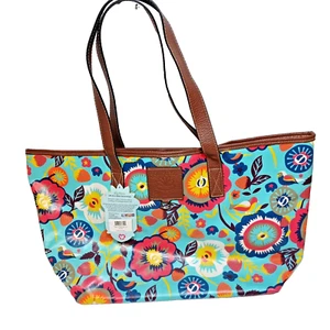 Lilly Bloom Color Block Large Floral Tote Carry Bag - Picture 1 of 16