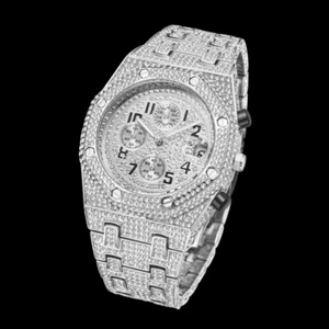 Reloj de Lujo Hip Hop Cronógrafo Diamante Helado Fecha Busto Down,  - Imagen 1 de 7