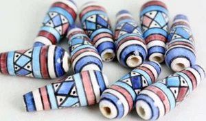 Keramik glasiertes Haar - Handwerk PERLEN geometrisch - handbemalt in Peru V053 Tropfen - Bild 1 von 2