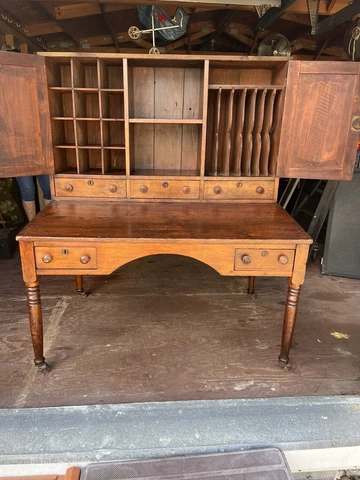 Antique Victorian 1860-80 Walnut Plantation Paymaster Desk Cover