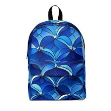 Backpack Royal Navy Aqua Teal Blue Powder Flower Mermaid Scale Zipper School Bag