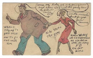 Cartolina fatta a mano 1933 Radio W1BV8 - Blondie & Mr. Dithers? - QSL - Commedia A2 - Foto 1 di 2