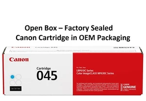 Canon 045 Genuine OEM Cyan Toner Cartridge (1239C001), Open Box - Picture 1 of 12
