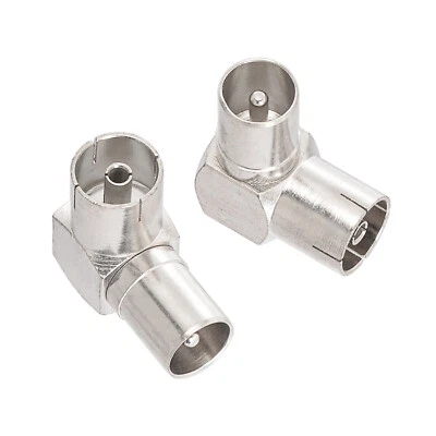 2x TV Aerial Coaxial Adapter TV PAL Male to TV Female Right Angle for TV Antenna - Image 1 of 4