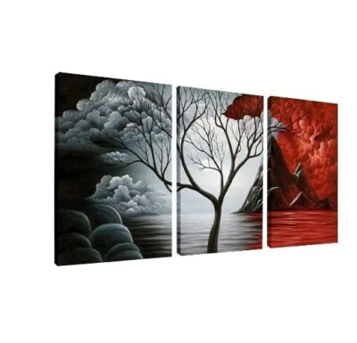 Wieco Art The Cloud Tree 3 Panels Modern Giclee Canvas - Image 1 of 4