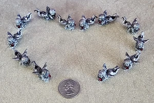 Vtg Lot of 12 Small miniature Angel Pewter Figurine Flying holding red Gem - Picture 1 of 11