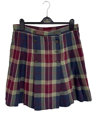 Винтажный белый олень женщин клетку короткая юбка кнопка молнии с карманами размер 16 - Изображение 1 из 4