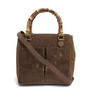 GUCCI 000123 Shoulder Bamboo handle Shoulder Bag 2 way bag Brown - Picture 1 of 11