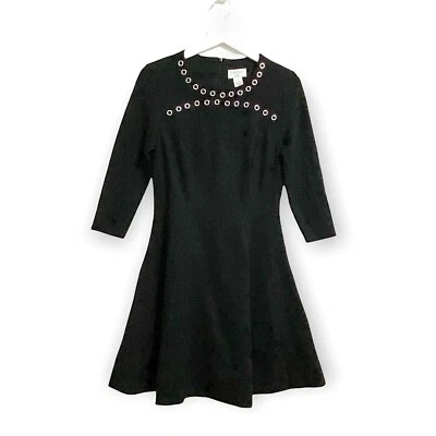 Vestido Carmen Marc Valvo Negro Detalle Ojal Línea A, Talla 2 Foto 1 de 4