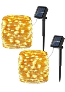 LED Solar String Lights Outdoor Waterproof Copper Wire , Garden Party Decor New! - Picture 1 of 11