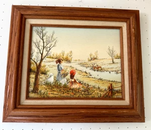 VINTAGE C. CARSON SERIGRAPH ON CANVAS CARSON field PRINT SIGNED & FRAMED - Picture 1 of 10