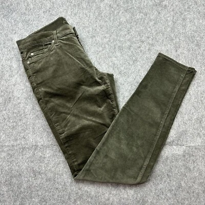 Pantalones ajustados de terciopelo 7 For All Mankind para mujer talla 30 tiro medio oliva Foto 1 de 4