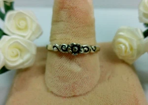 Anillo De Colección De Colección Delicado Flor Pergamino Plata Esterlina Arte Artesanal Mod Boho Banda Talla 8 - Imagen 1 de 13