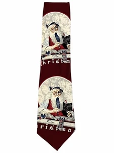 Vintage 1993 Norman Rockwell Corporate Casual Van Heusen Christmas Santa Tie - Picture 1 of 5