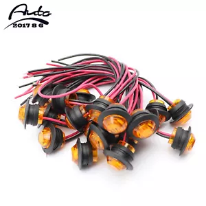 20X Amber 3/4"Round LED Bullet Clearance Side Marker Lights For Truck Trailer - Foto 1 di 12
