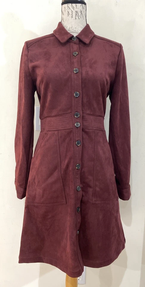 A Loves A Dress Faux Suede Burgundy Long Sleeve Size Large - Image 1 of 4