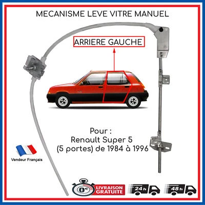 Leve Vitre Arriere Gauche pour Super 5 Avec 5 Portes 1984 À 1996 idem 7700728120 - Photo 1/4