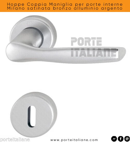 Hoppe Coppia Maniglia per porte interne Milano satinata bronzo alluminio argento - Immagine 1 di 1