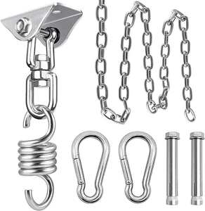 Hammock Chair Hanging Hardware Kit with Chain and Spring, Heavy Duty Porch Swing - Picture 1 of 7